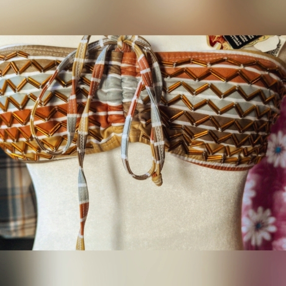 Babalu Columbian beaded bikini. Sz. Small. NWT. Strapless multicolor. - Picture 6 of 7